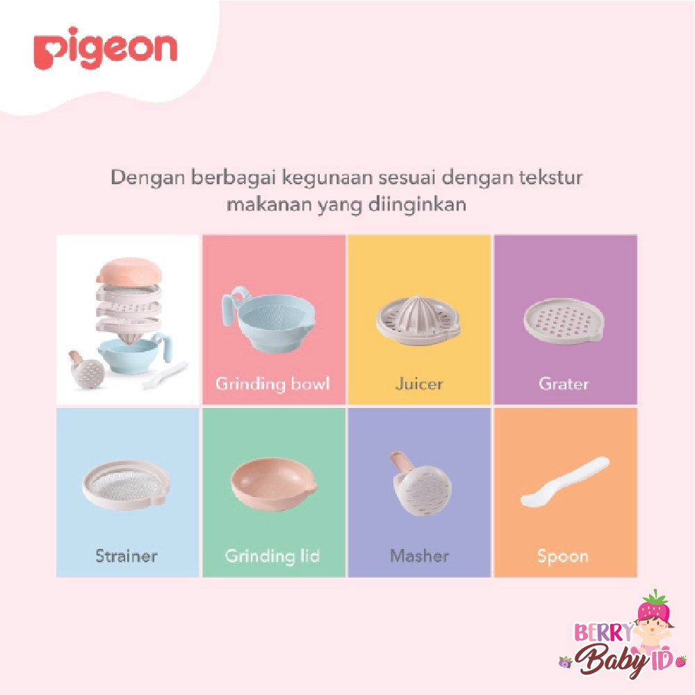 Pigeon Home Baby Food Maker Set Masher Bowl Grinder Pengolah MPASI Berry Mart