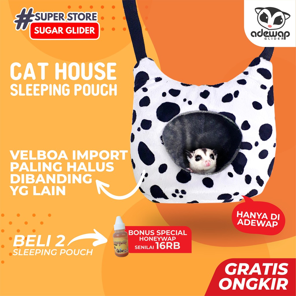 ADEWAP GLIDER Sleeping Pouch Cat Tempat Tidur Sugar Glider Bentuk Kucing