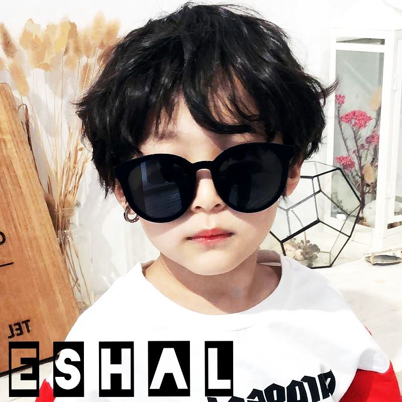 Kacamata Hitam Anak Gaya Fashion Anti UV / KACAMATA ANAK COWOK CEWEK-Hitam Bulat