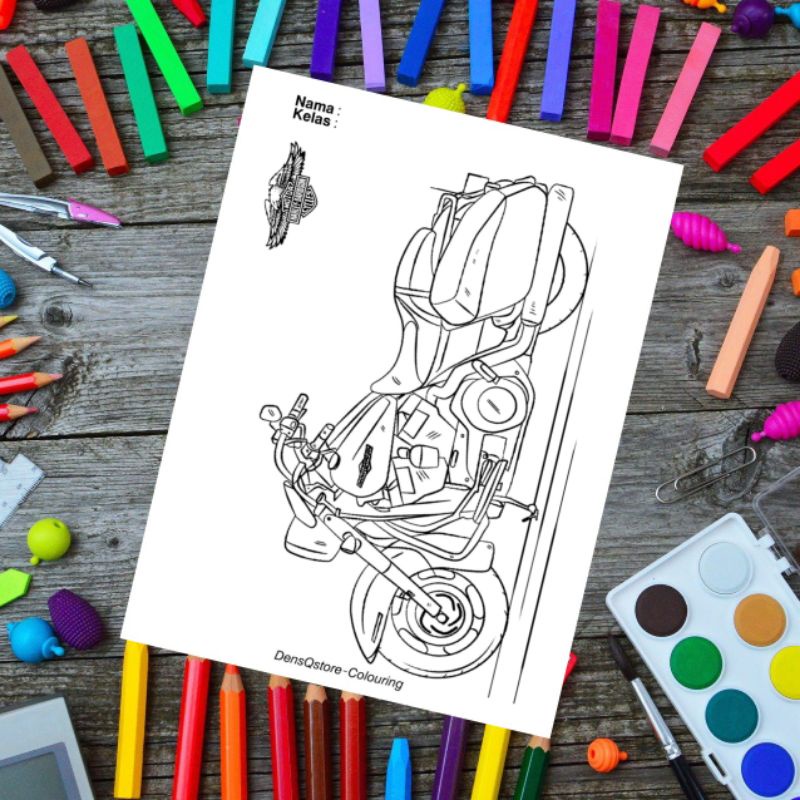 

Kertas Mewarnai Gambar Tema Harley Davidson / Kertas Gambar (10 Lembar Gambar)