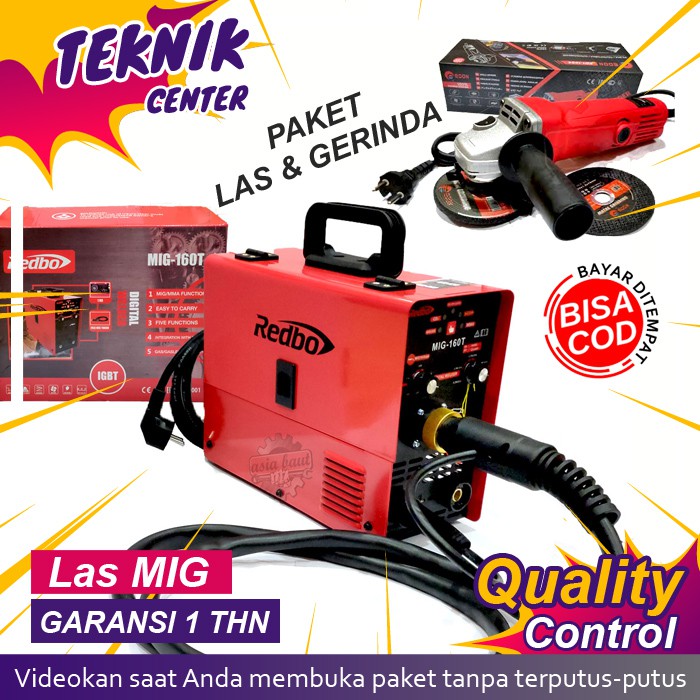 Mesin Las Listrik Alat Las Trafo Trapo Las Travo Redbo Mig 120T + Gerinda Edon ED 1054 Ps-013