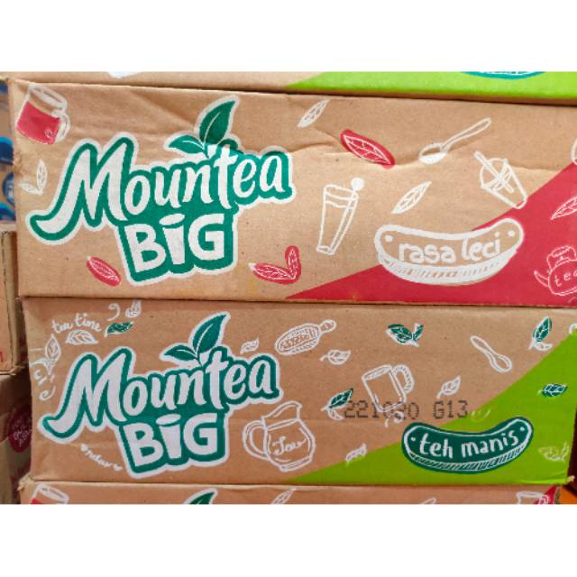 Minuman teh kemasan gelas jumbo merk mountea big 1 karton isi 24 pcs