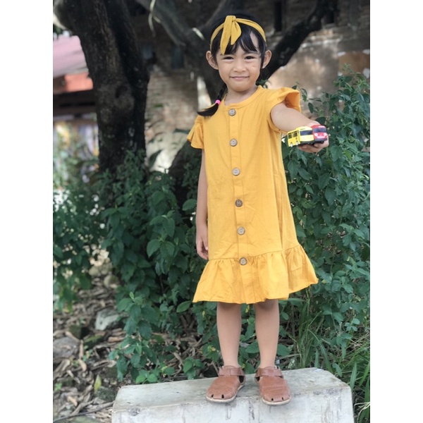 RACHIDKIDS / DRESS ANAK / DASTER ANAK LUCU / LILIE DRESS BUTTON