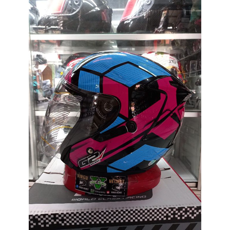 HELM G2 OPTIMAX MOTIF BLACK BLUE PINK