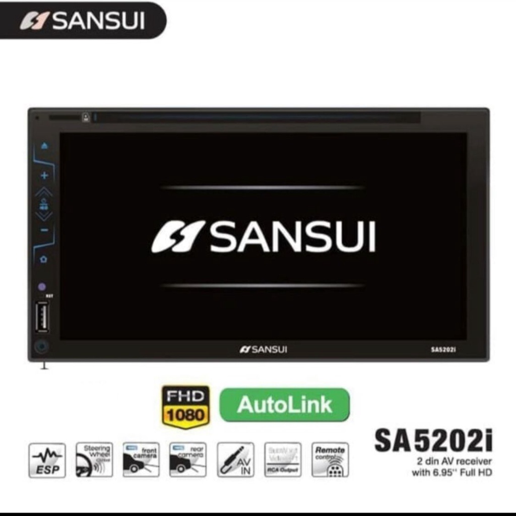 tv  double din sansui full glass auto link