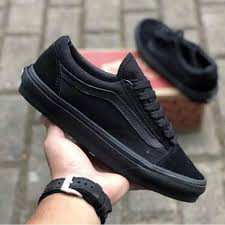 SEPATU VANS AUTHENTIC FULL BLACK HITAM POLOS WHITE PUTIH OLDSKOOL PREMIUM CASUAL ICC IFC DT