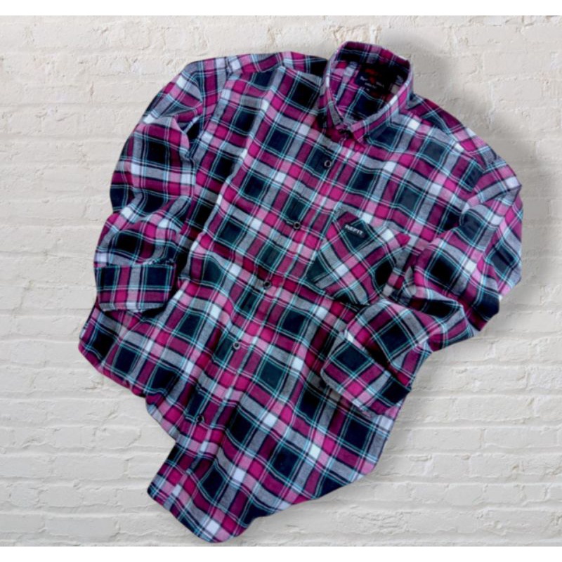 PREMIUM KEMEJA KOTAK KOTAK FLANNEL CASUAL LENGAN PANJANG UNISEX HEM PRIA WANITA KEMEJA WANITA FLANEL-F12