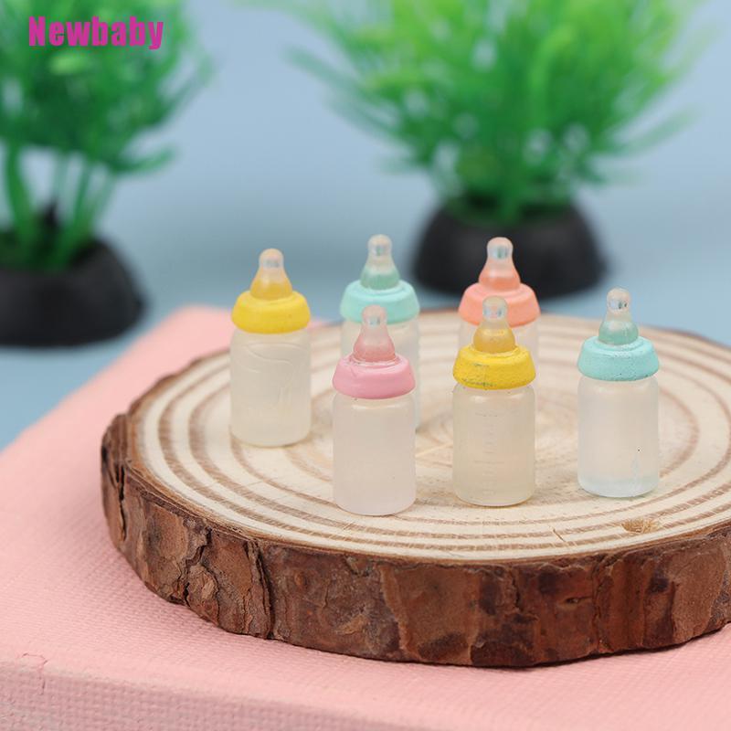 (Newbaby) 6pcs Miniatur Botol Susu Bayi Skala 1: 12 Untuk Rumah Boneka