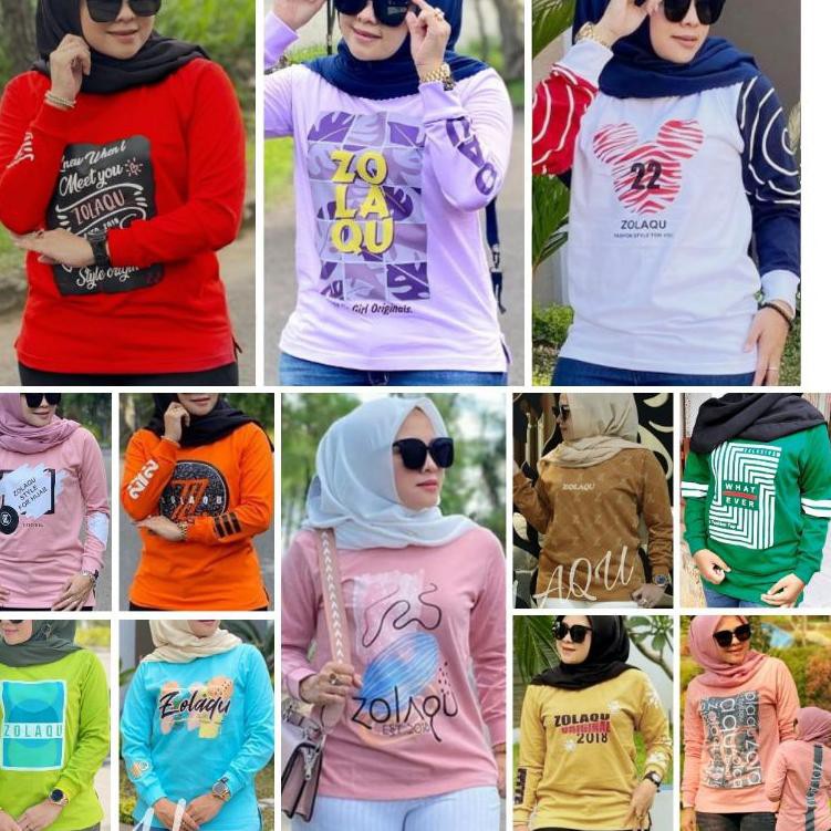 Tidak Diragukan.. [TERBARU] COD KAOS ATASAN MUSLIM NEW FASHION ZOLAQU GYL DINARRY LENGAN PANJANG ALL