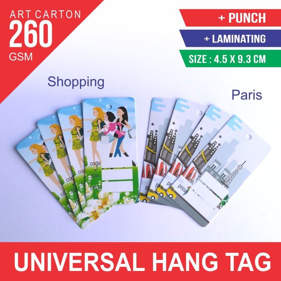 

Universal Waterproof Hang Tag / Label Pakaian / Fashion / Sepatu 4.5x9.3 cm 1 Pack isi 100 Pcs