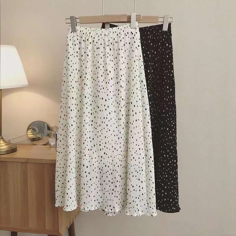 yikoo-Rok panjang mixi skirt cinta / polka dots wanita korea pakaian rok wanita