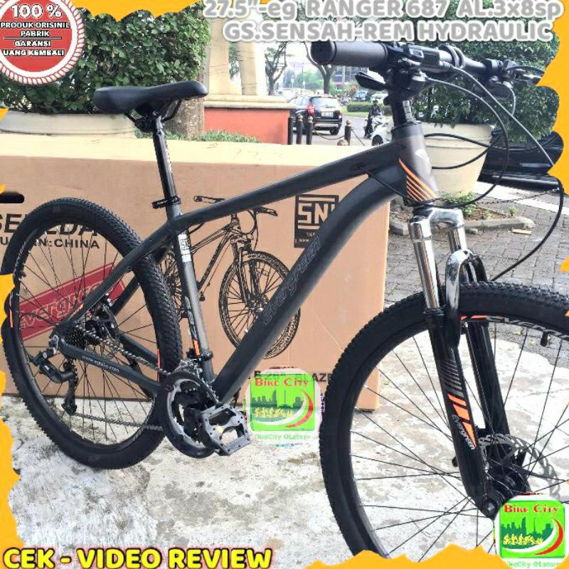 sepeda gunung mtb 27.5 evergreen ranger 687 ALLOY 3x8spSensah REM HYDRAULIC