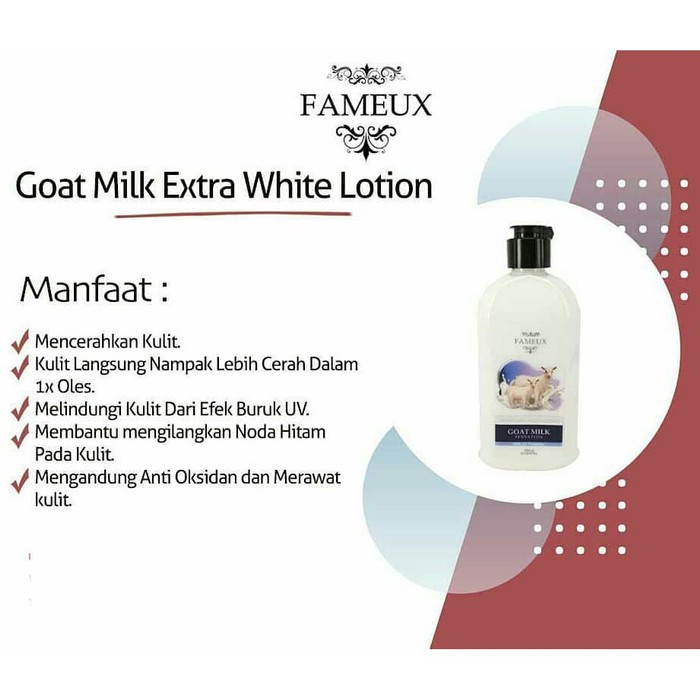 Fameux Whitening Body Lotion Goat Milk Extra White 250ml