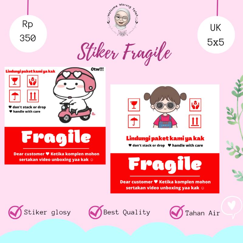 [WARNING UNBOXING] Stiker Fragile Lucu Untuk Online Shop