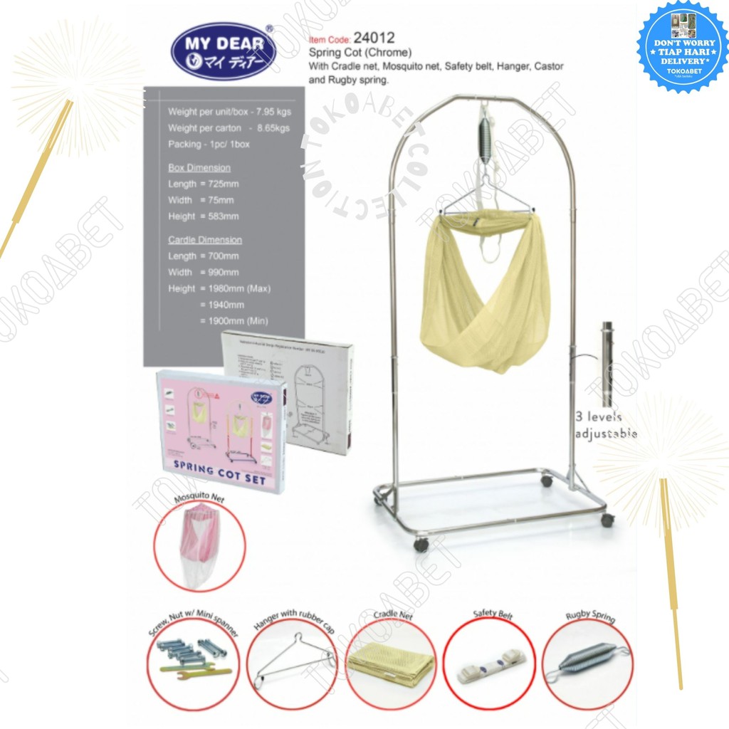 My dear spring cot tiang ayunan bayi chrome stainless kain kelambu perlengkapan baby tidur original