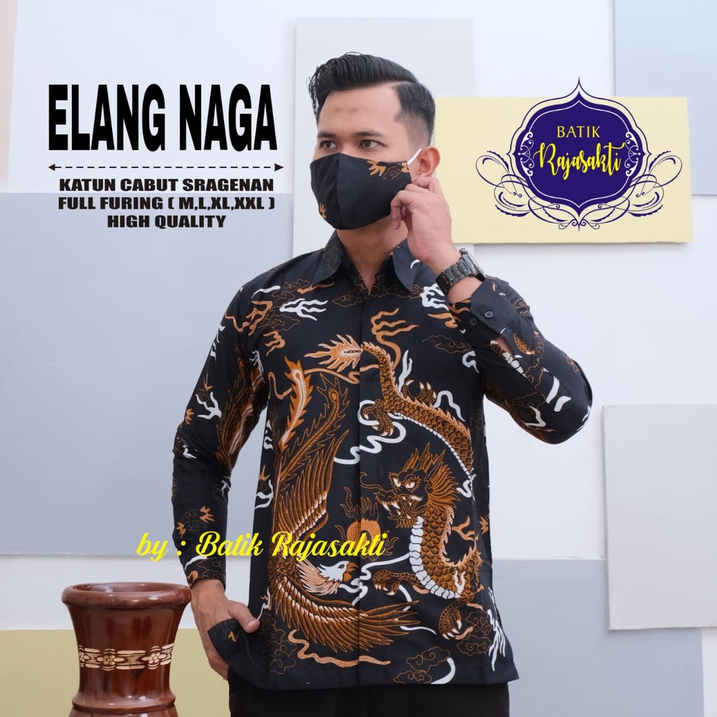 ELANG NAGA RAJASAKTI KEMEJA BATIK SOLO PRIA LENGAN PANJANG LAPIS FURING ATASAN BATIK PREMIUM MODERN KATUN HALUS BAHUWIRYA  BANAMITRA BANAMITRA PUTIH BANGSAWAN BAYU PUTRA BERLIAN BIRU BHARATAYUDA BIMASENA BIRENDRA BIRU INDAH BRAHMAKERTA BRAHMAKERTA MERAH