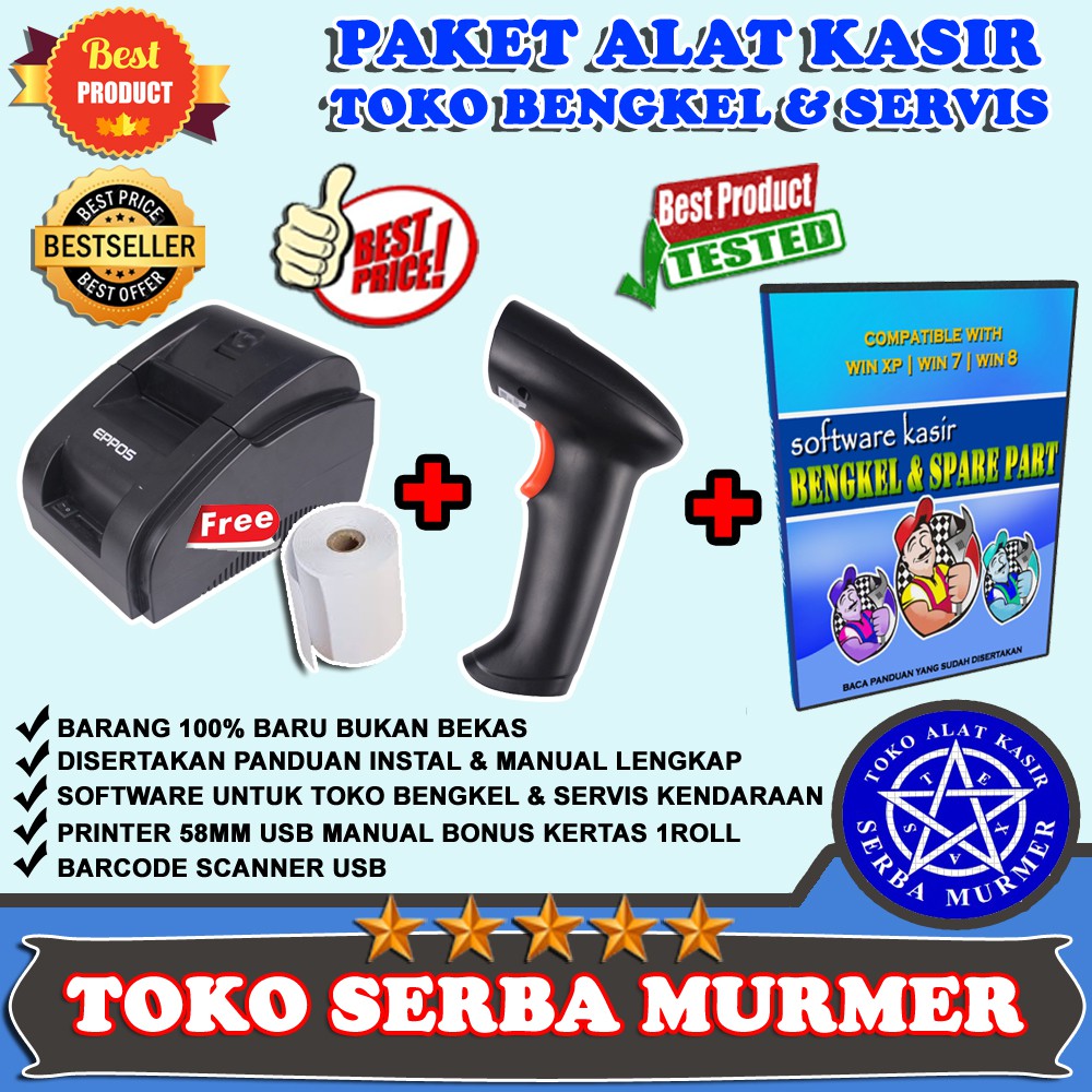 PAKET KASIR BENGKEL SPAREPART DAN SERVIS MOTOR MOBIL