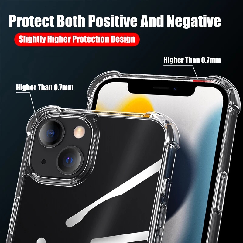 1 Pc Soft Case Silikon TPU Transparan Shockproof Untuk IPhone 14 14Plus 14pro 14pro Max