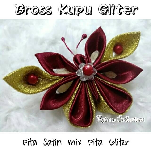 

Bross Kupu Gliter Bahan Pita satin mix Pita Gliter Butterfly Broch