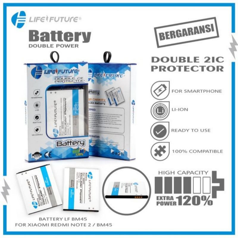 Baterai xiaomi bm45 redmi note 2 double power