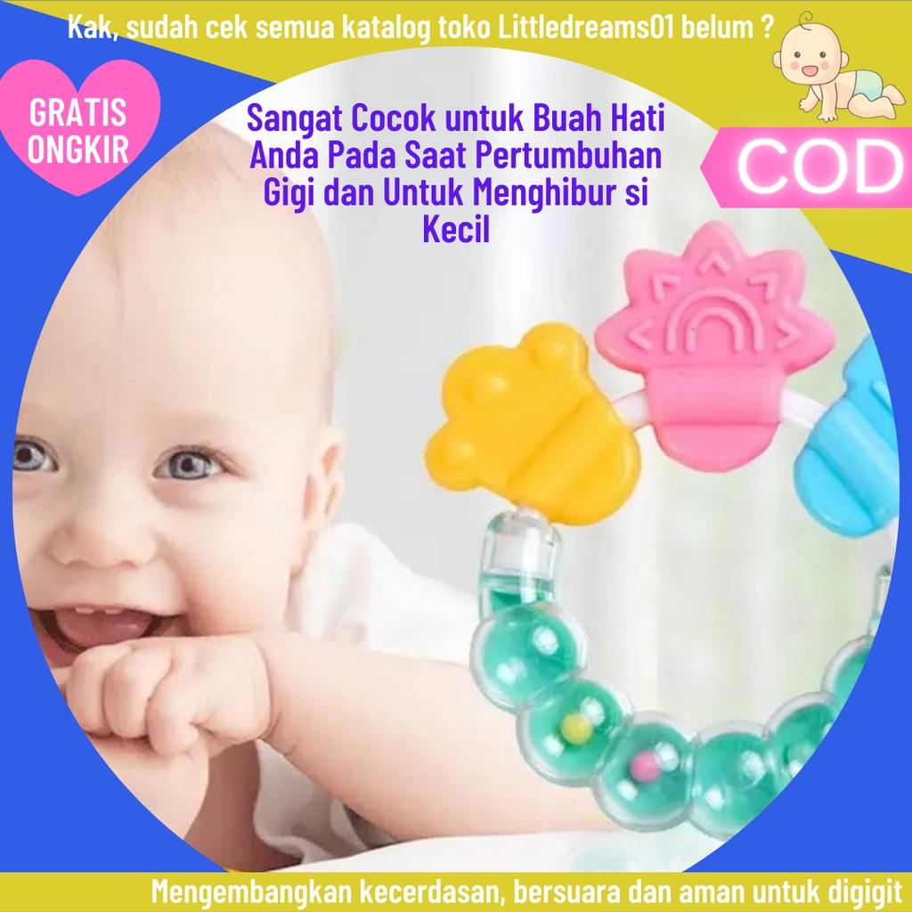 Mainan Rattle Genggam Bayi / Teether Bayi kerincingan Bulat / Gigitan Bayi Rattle usia 1 2 3 4 5 6 7