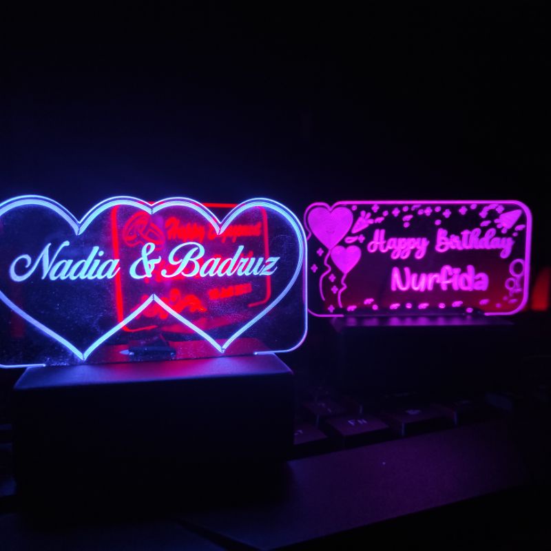 MURAH 10x5 cm LAMPU AKRILIK CUSTOM | LAMPU TIDUR | DEKORASI |KADO AESTHETIC | HIASAN KAMAR CUSTOM WI