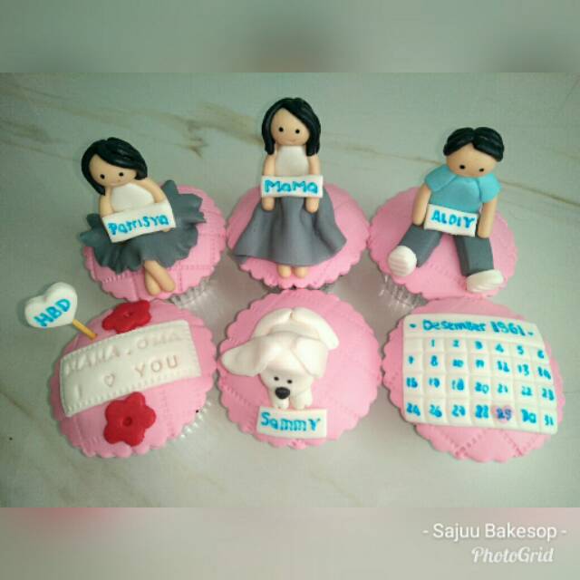 

kue ulang tahun cupcake 6pc 4 figure custom / request