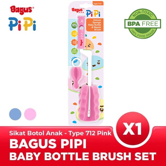 Bagus Pipi Sponge Baby Bottle Nipple Brush Set Sikat Botol Bayi 712