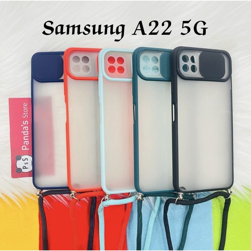 Samsung A22 5G Softcase dove sliding camera + Tali Laynard [Premium]