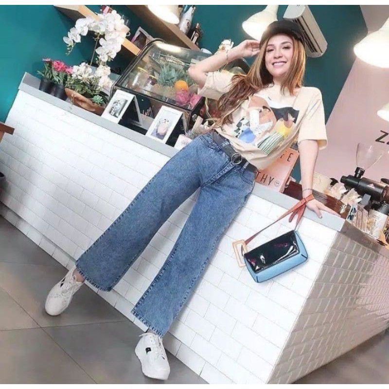 Highwaist Loose Jeans Kulot jeans Wanita