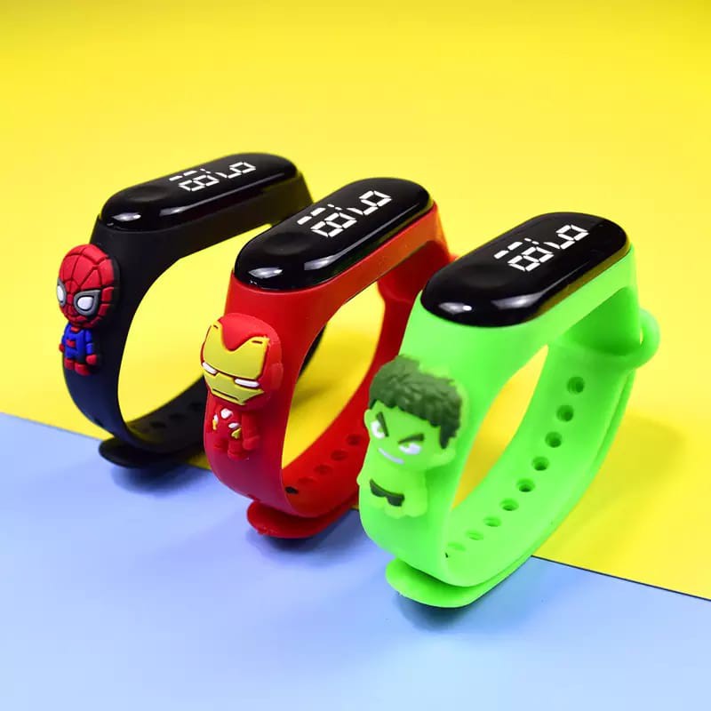 Jam Tangan Wanita Pria Anak Anak Miband Led Karet Karakter Boneka