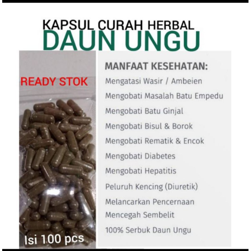 Kapsul Herbal Wasir Daun Ungu isi 100 kapsul/Salep Wasir Herbal Huatuo