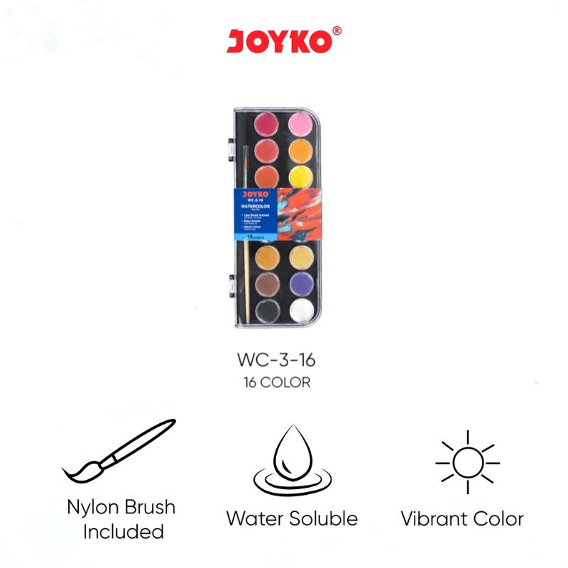 

Cat Air 16 Warna Joyko WC-3-16 Watercolor Set