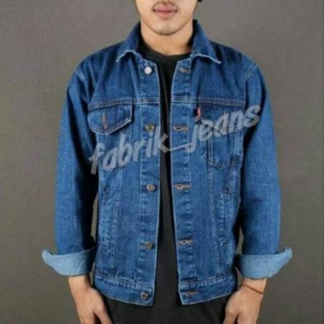 jaket jeans LEVIS PRIA BIOWASH / jaket jeans LEVIS COWOK BIRU TUA - Biru, L