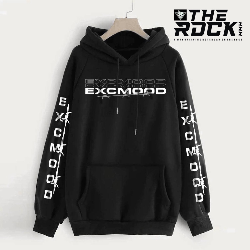 sweater hoodie unisex pria dan wanita remaja dan dewasa sunmori exmood warna hitam Jaket Hoodie Jumper Sablon Oversize Pria Cowok Laki Laki Size M - XL (Bisa Cod)