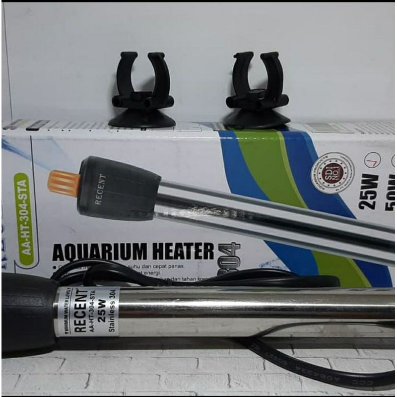 Heater stainless 25watt / alat pemanas aquarium / Alat atur suhu air aquarium / penghangat aquarium