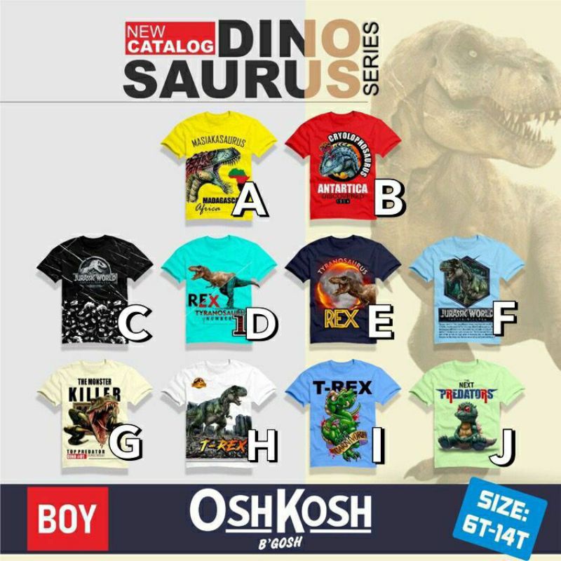 Kaos Oshkosh dinosaurus 6-14Th/Kaos Oshkosh anak laki-laki