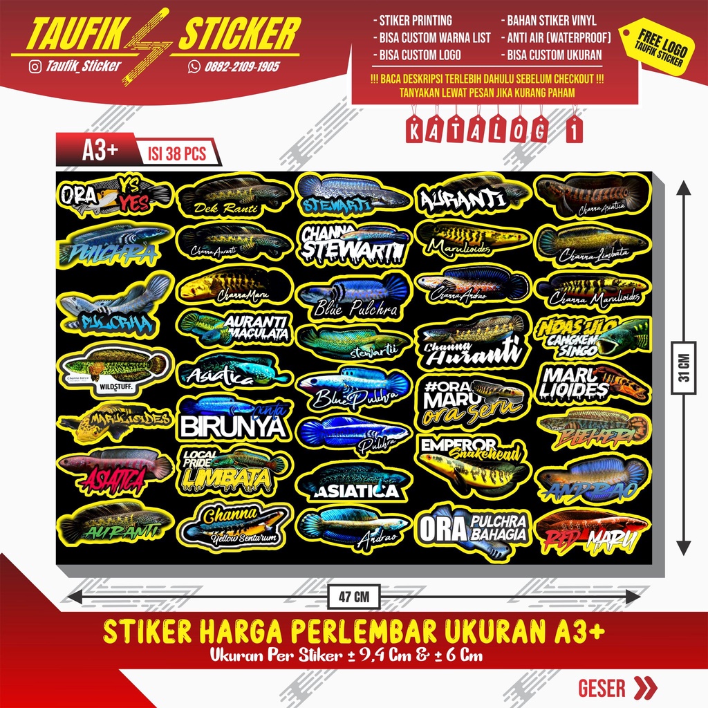 

STIKER PERLEMBAR A3+ PRINTING VINYL ( PACK STIKER CHANNA )