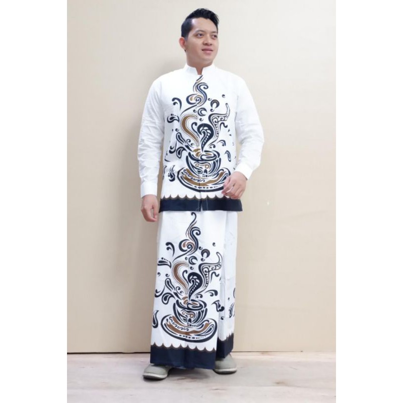 setelan  sarung dan kemeja batik