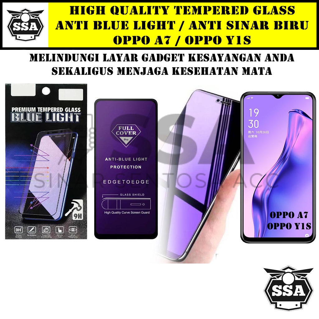 Tempered Glass Oppo A7 / Oppo Y1S Anti Blue Light Anti Sinar Biru A 7 Y 1S Y1 S Ori Original Hp Pelindung Layar Temper Anti Lecet Gores TG Murah Berkualitas