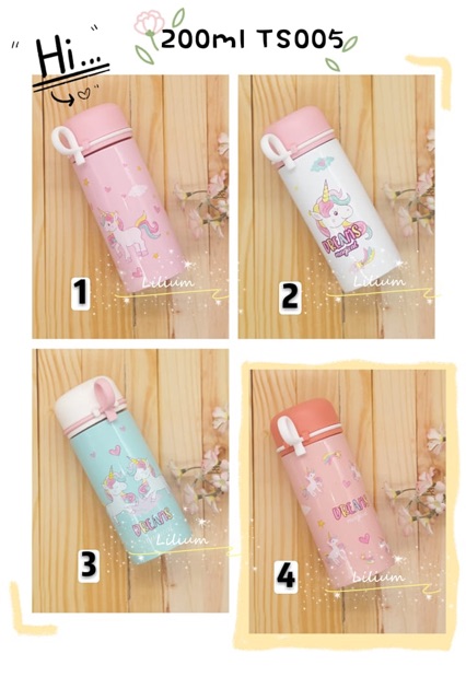 Botol Minum Unicorn termos TS005 200ml dan TS006 280ml tumbler bottle stainless steel botol minum anak perempuan souvenir kado