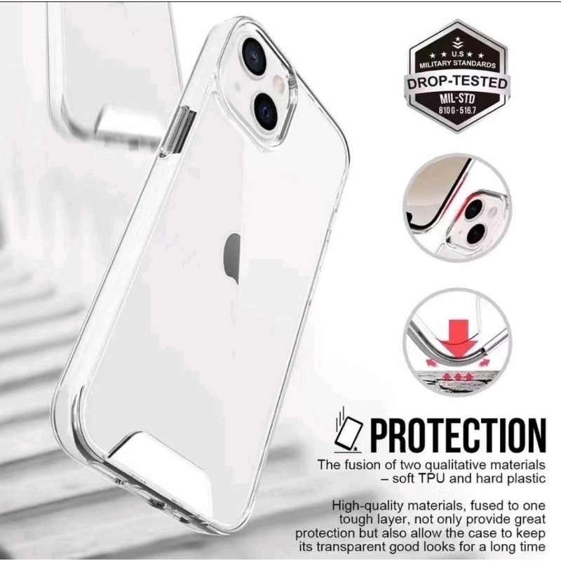 Military SPACE IPHONE 11 12 13 14 PRO MAX 14 Plus 12 13 Mini X XR XS MAX 7+ 8+ 7 8 CLEAR CASE CASING COVER