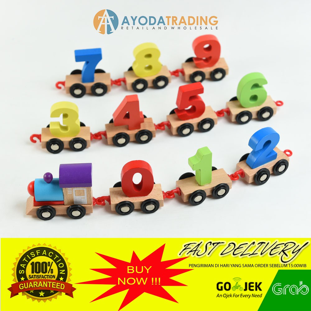 Mainan Edukasi Wooden Train Numbers Block Kereta Kayu