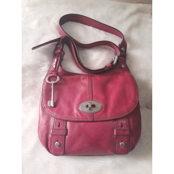 tas fossil maddox flap crossbody magenta preloved