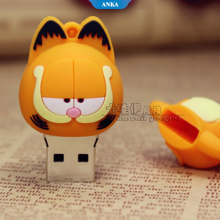 Kartun Kreatif Kepribadian Boneka Garfield U Disk 8 GB/16 GB Lucu Gantungan Kunci Ponsel Komputer Penggunaan Ganda