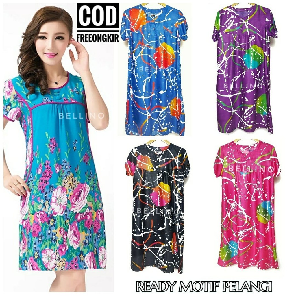 Daster Wanita Murah Kekinian Tangan Pendek Kancing Depan Busui Daster Tie Dye Daster Pelangi Katun