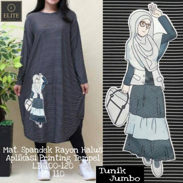 TUNIK JUMBO MOTIF SALUR ORI ELITE FASHION