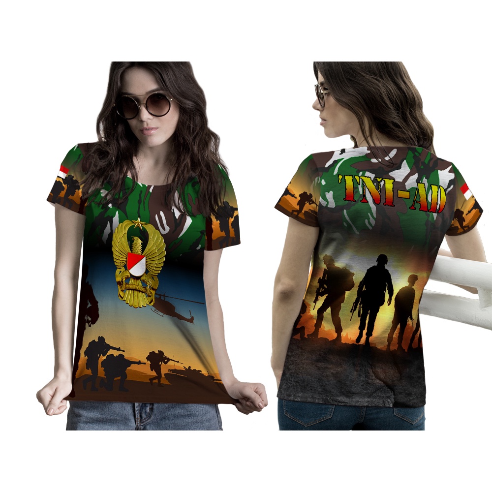 [Riashop] Kaos TNI AD Wanita | Kaos Loreng TNI-AD | Kaos TNI AD | Kaos TNI AD Army