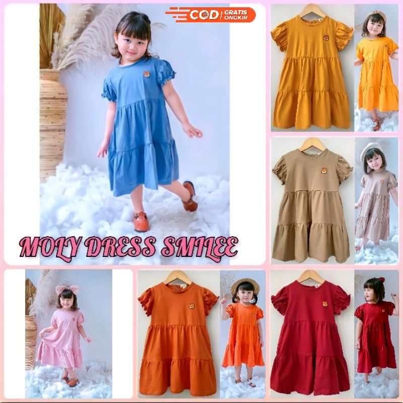 Pakaian Baju Dress Anak Perempuan Cewek Smilee Molly 1 2 3 4 5 Tahun