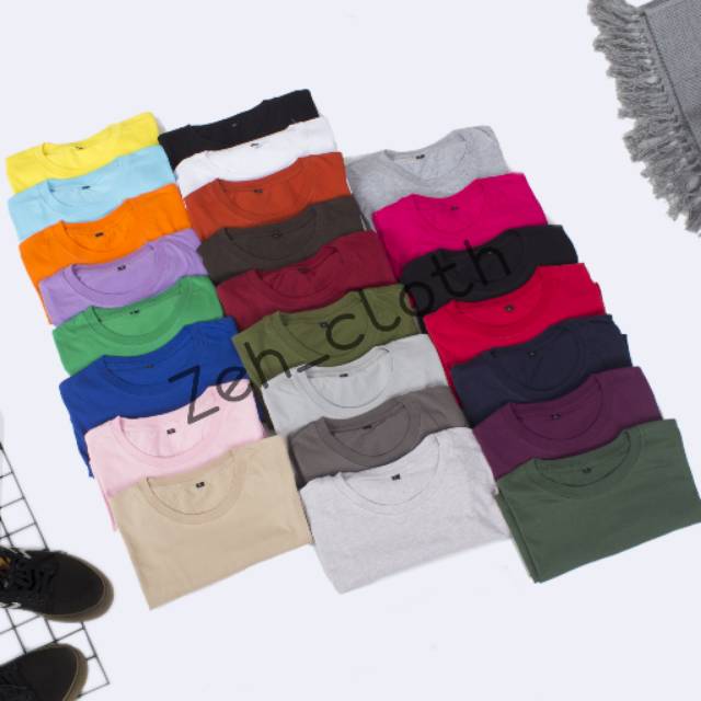 Kaos polos pria combed 30s Hijau botol, Hitam,kuning,Fuji